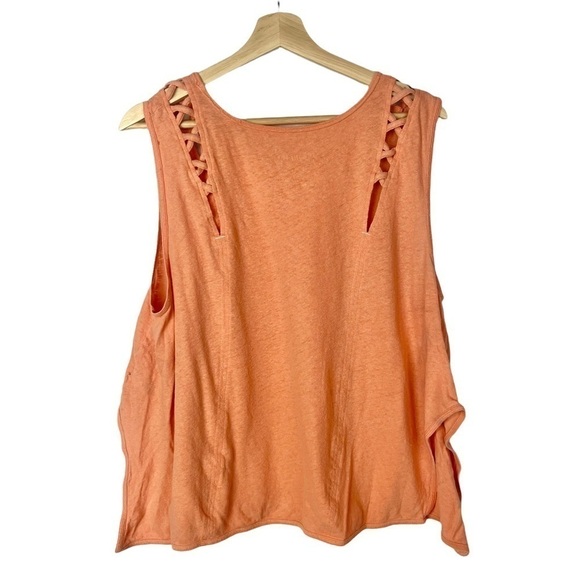 Free People We the Free Summers End Orange Linen Swing Tank Top S - Picture 3 of 6